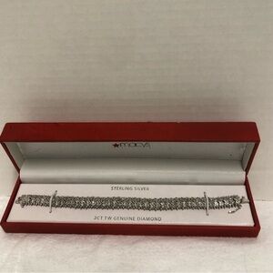 Macy’s 2 CT TW Genuine Diamond Sterling Silver Bracelet Tennis